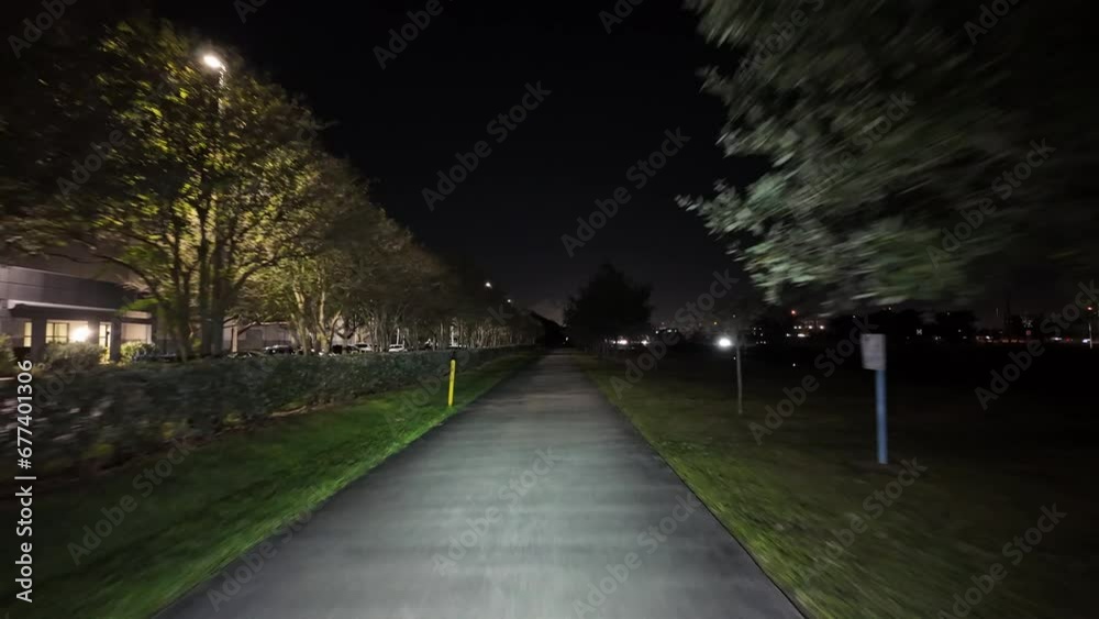 Night bike ride with headlight pov Night bike ride with headlight pov