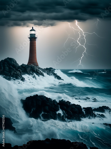 Naklejka lighthouse on the rocks