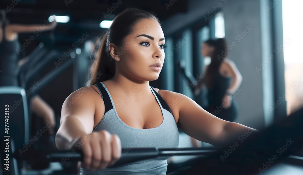 Obraz premium Woman exercising in gym, to lose weight