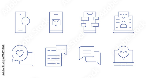 Messaging icons Editable stroke Containing online chat, chat, smartphone, live streaming, chatting, laptop. © Spaceicon