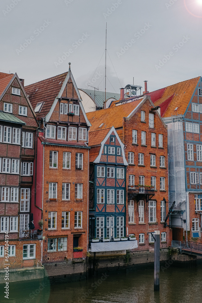 The Nikolaifleet, a canal in the old town (Altstadt) of Hamburg, Germany. It is considered one of the oldest parts of the Port of Hamburg.