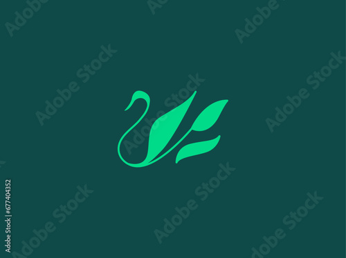 Creative minimalist logo swan leaf nature for your company