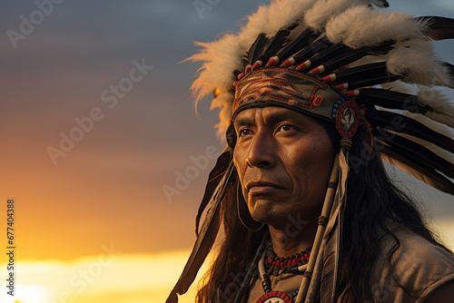 native american man indian tribe portrait bokeh style background © Koon
