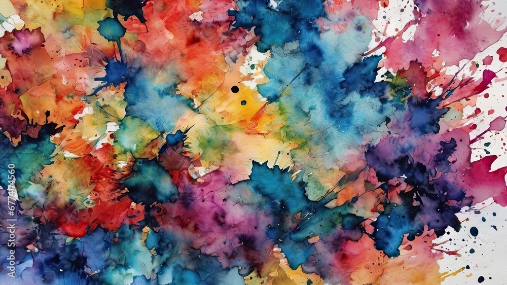Obraz premium Colorful watercolor splattered background, modern poster