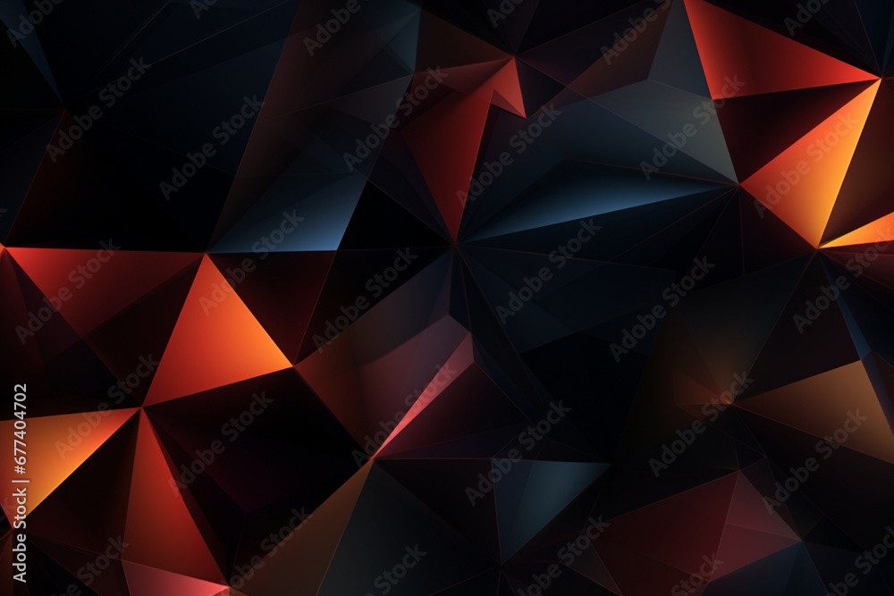Abstract geometric pattern consisting of triangles of various sizes and transparency on a black background Abstract geometric pattern consisting of triangles of various sizes and transparency on a black background