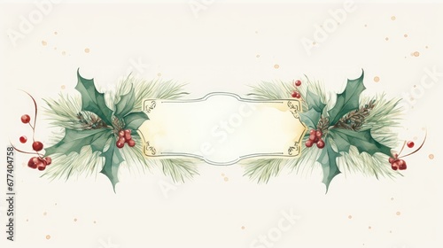 Christmas-themed label adorned with a border of festive flowers and leaves, perfect for cards or as a decorative border for various graphic designs.