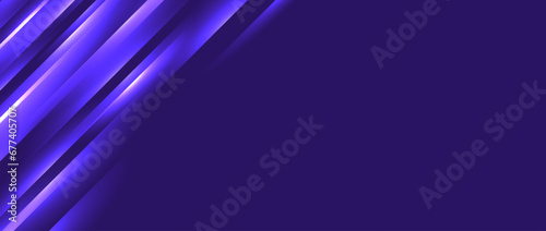 Glowing diagonal lines corner background. Blue purple neon gradient stripes wallpaper. Abstract motion effect light trails backdrop for banner, poster, leaflet, cover, booklet, brochure, flyer. Vector
