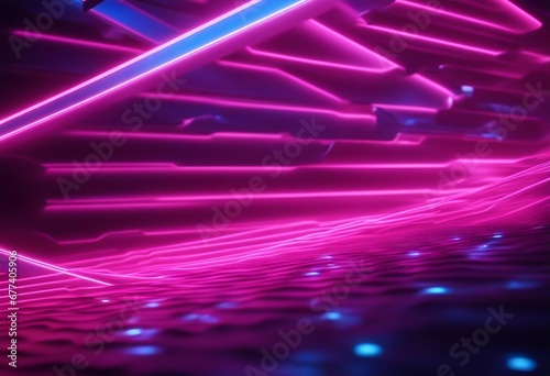 3d rendering abstract neon background with ascending pink and blue glowing lines Fantastic wallpaper