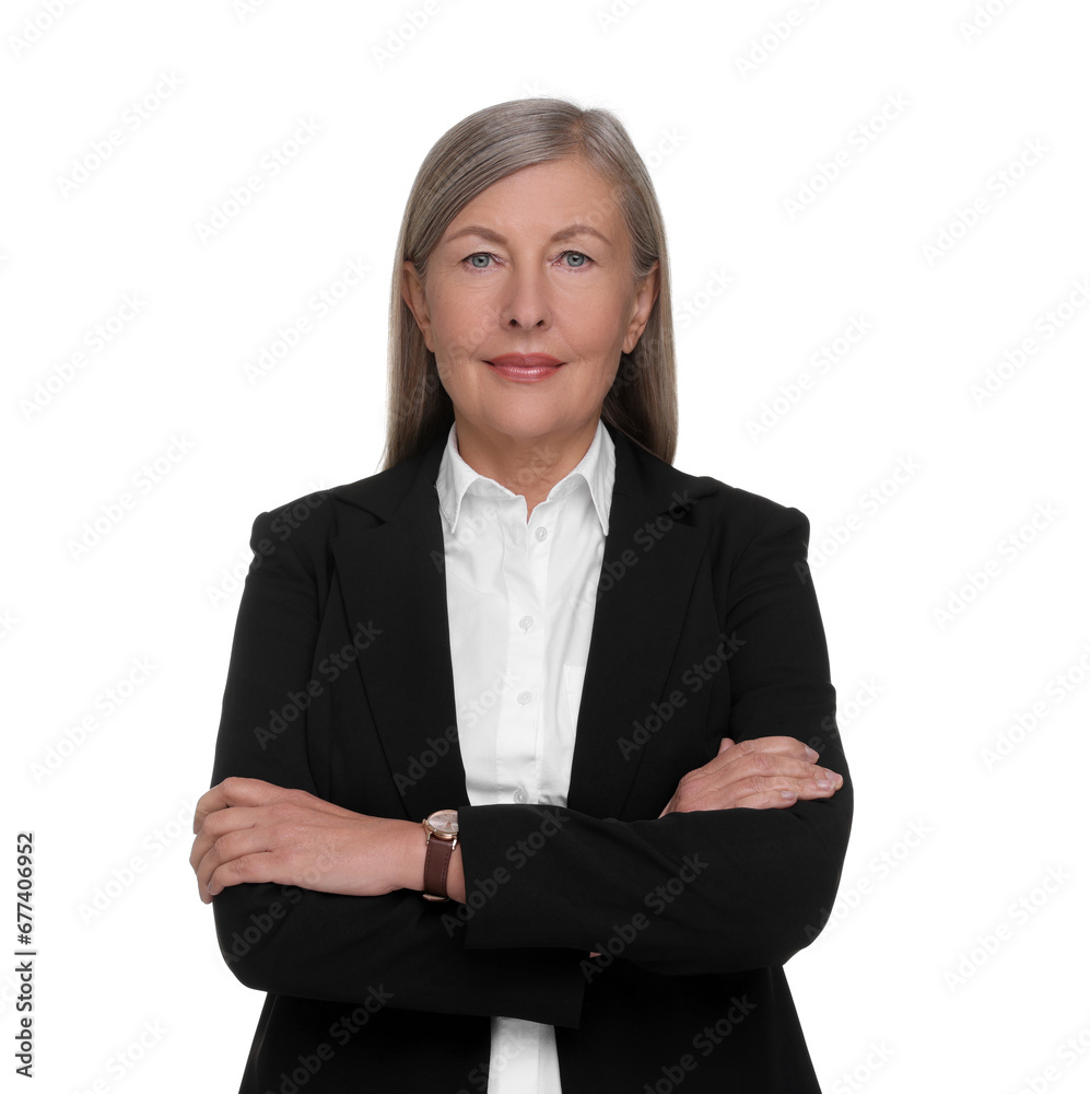 Portrait of confident woman with crossed arms on white background. Lawyer, businesswoman, accountant or manager Portrait of confident woman with crossed arms on white background. Lawyer, businesswoman, accountant or manager