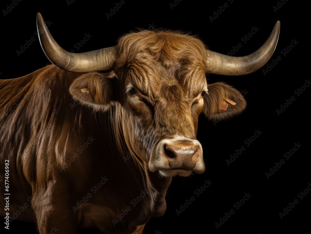Bull Studio Shot Isolated on Clear White Background, Generative AI Bull Studio Shot Isolated on Clear White Background, Generative AI