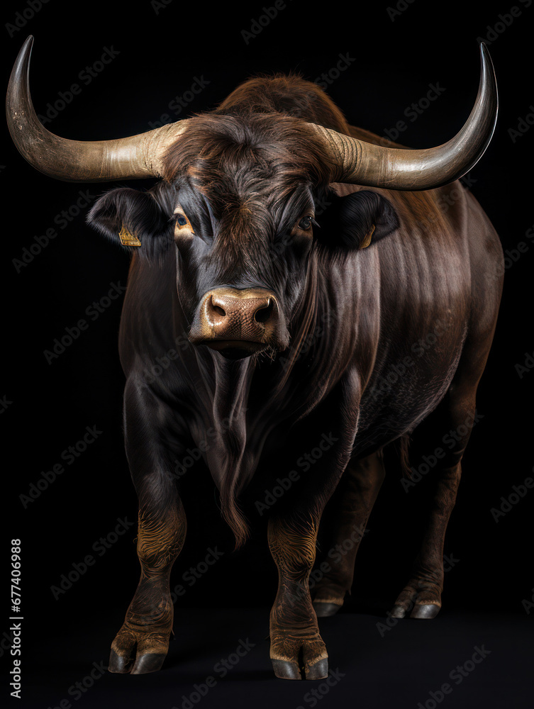 Bull Studio Shot Isolated on Clear White Background, Generative AI