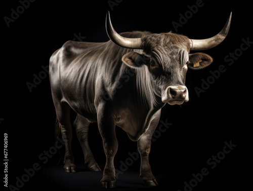 Bull Studio Shot Isolated on Clear White Background  Generative AI
