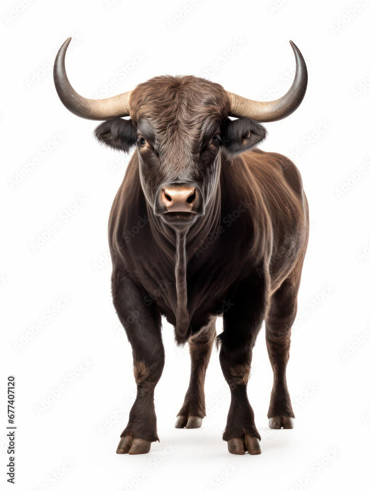 Bull Studio Shot Isolated on Clear White Background, Generative AI Bull Studio Shot Isolated on Clear White Background, Generative AI