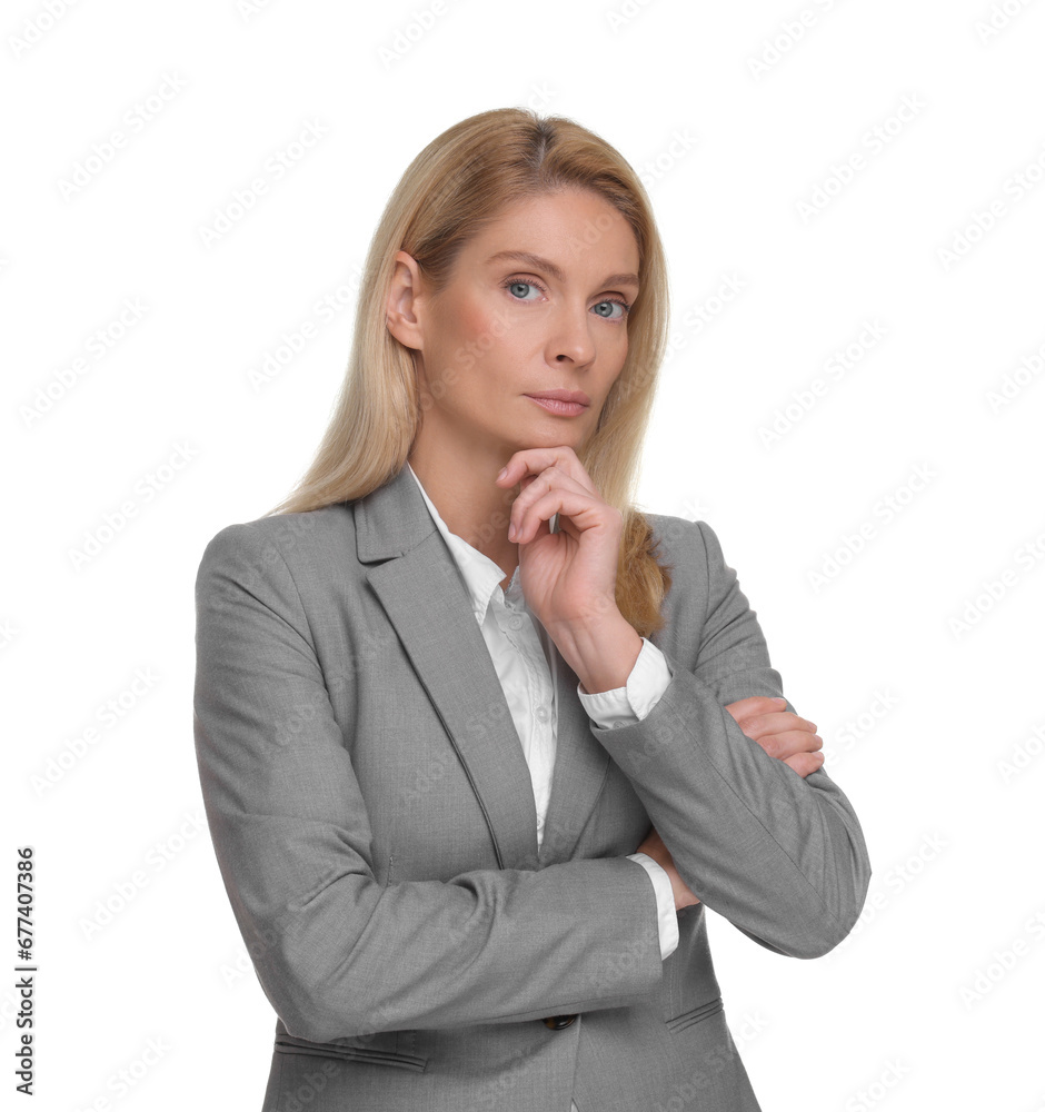 Portrait of confident woman on white background. Lawyer, businesswoman, accountant or manager Portrait of confident woman on white background. Lawyer, businesswoman, accountant or manager