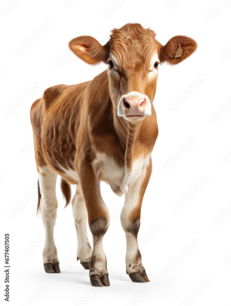 Cow Studio Shot Isolated on Clear White Background, Generative AI