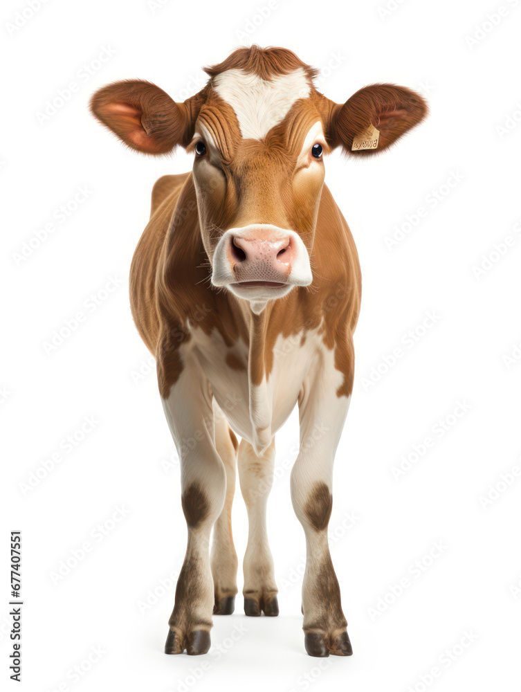 Cow Studio Shot Isolated on Clear White Background, Generative AI