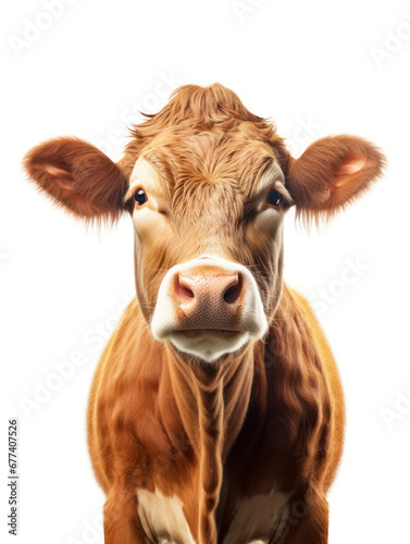 Cow Studio Shot Isolated on Clear White Background, Generative AI © Vig