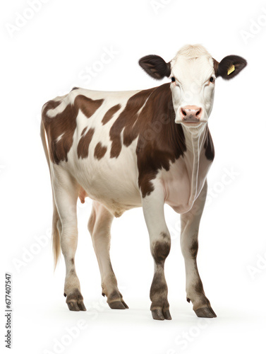 Cow Studio Shot Isolated on Clear White Background, Generative AI