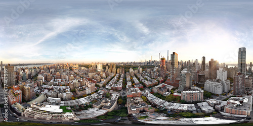 Aerial drone 360 panorama Manhattan New York City 2023