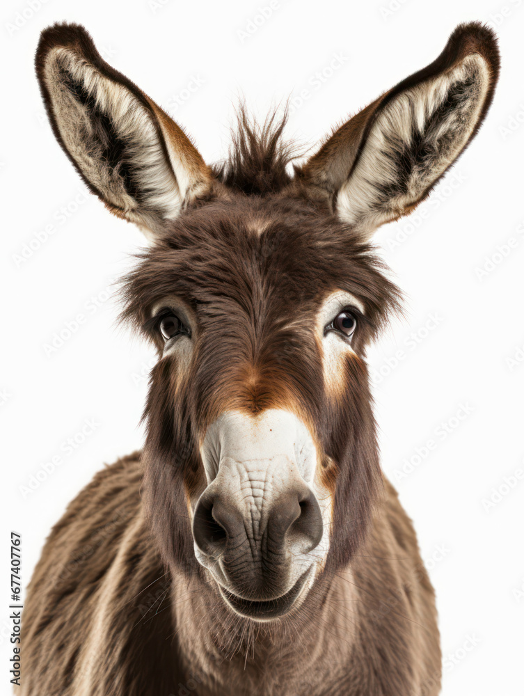 Fototapeta premium Donkey Studio Shot Isolated on Clear White Background, Generative AI
