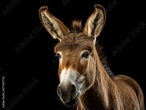 Donkey Studio Shot Isolated on Clear Black Background, Generative AI