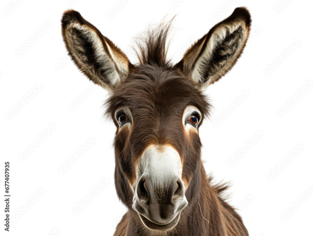 Donkey Studio Shot Isolated on Clear White Background, Generative AI Donkey Studio Shot Isolated on Clear White Background, Generative AI