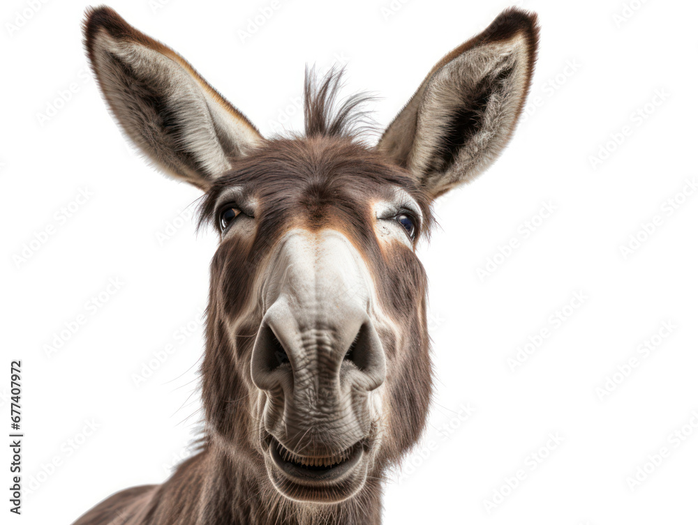 Donkey Studio Shot Isolated on Clear White Background, Generative AI Donkey Studio Shot Isolated on Clear White Background, Generative AI