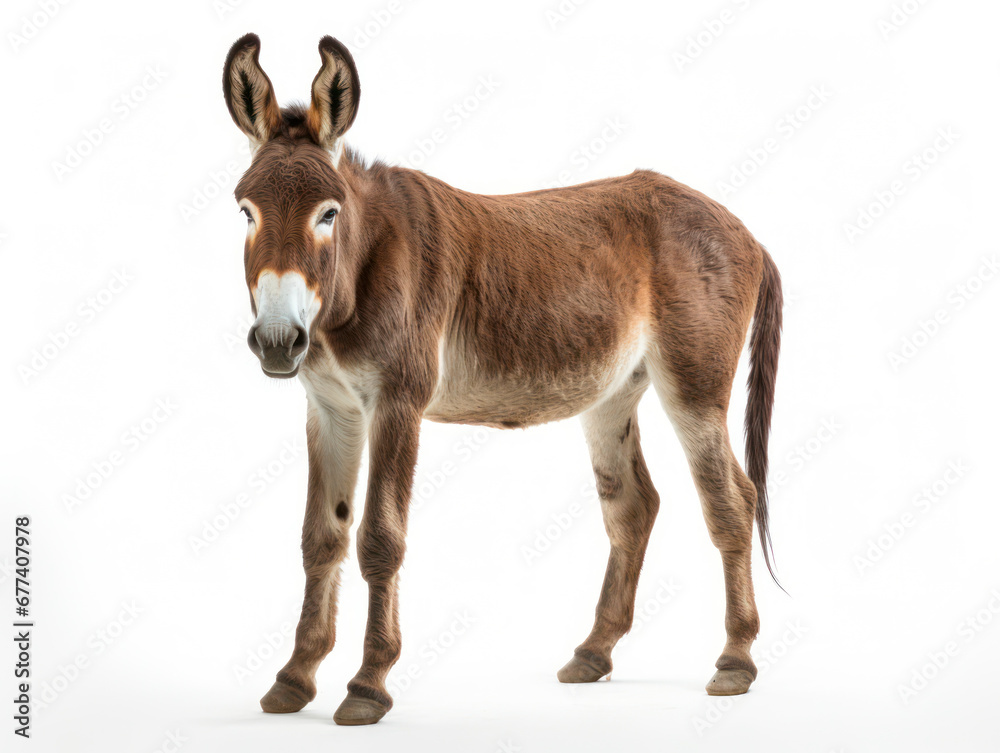 Donkey Studio Shot Isolated on Clear White Background, Generative AI