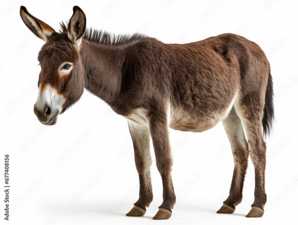 Donkey Studio Shot Isolated on Clear White Background, Generative AI Donkey Studio Shot Isolated on Clear White Background, Generative AI