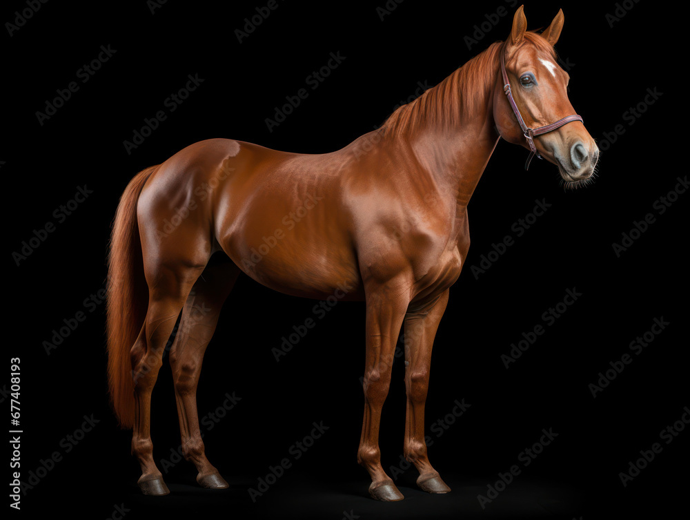 Obraz premium Horse Studio Shot Isolated on Clear Black Background, Generative AI