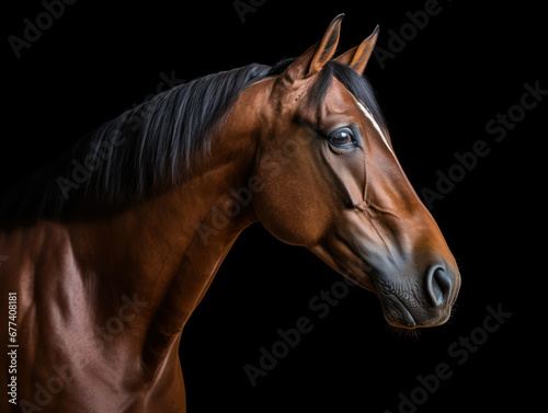 Horse Studio Shot Isolated on Clear Black Background, Generative AI