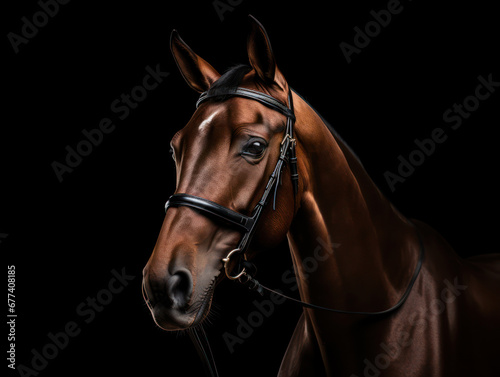 Horse Studio Shot Isolated on Clear Black Background, Generative AI © Vig