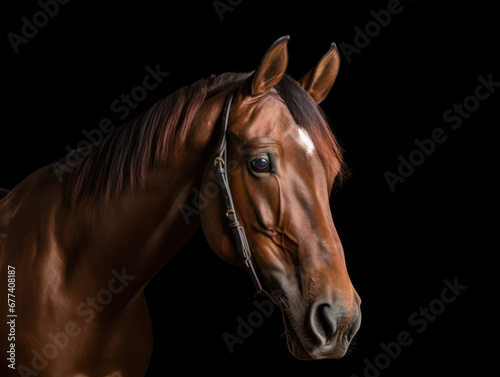 Horse Studio Shot Isolated on Clear Black Background  Generative AI