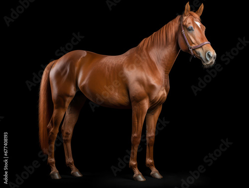 Horse Studio Shot Isolated on Clear Black Background  Generative AI