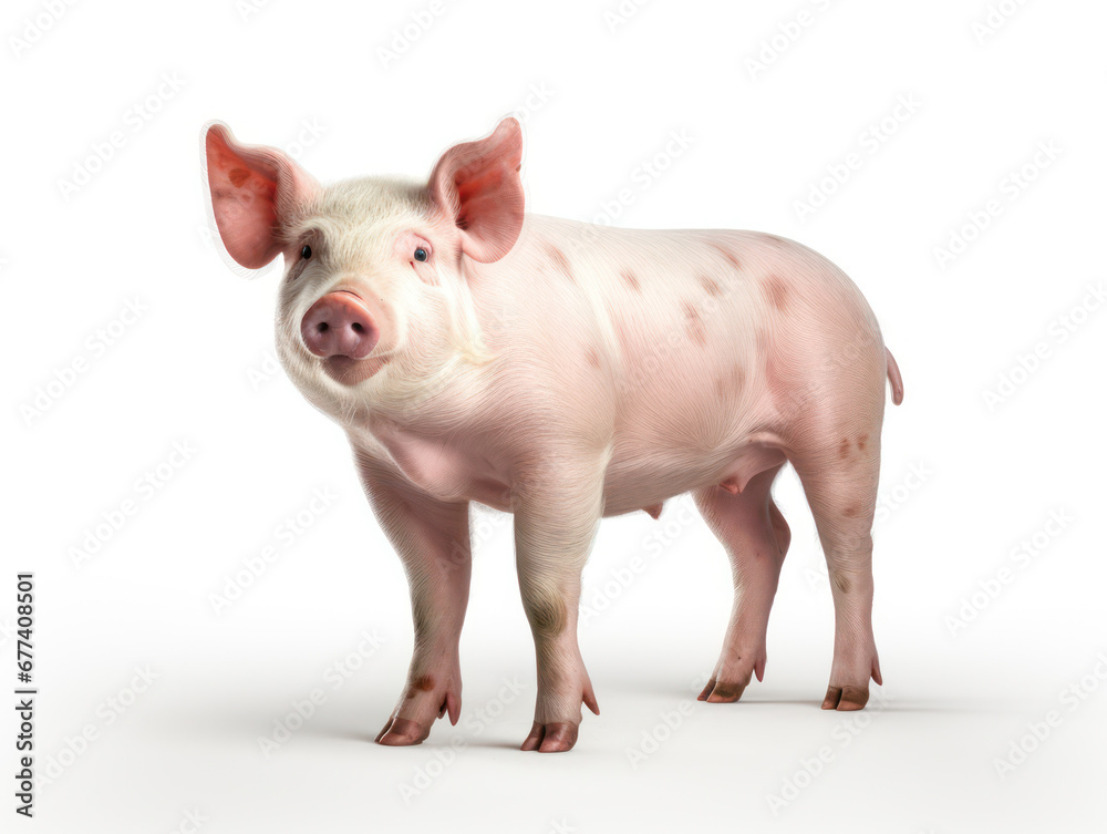 Pig Studio Shot Isolated on Clear White Background, Generative AI Pig Studio Shot Isolated on Clear White Background, Generative AI
