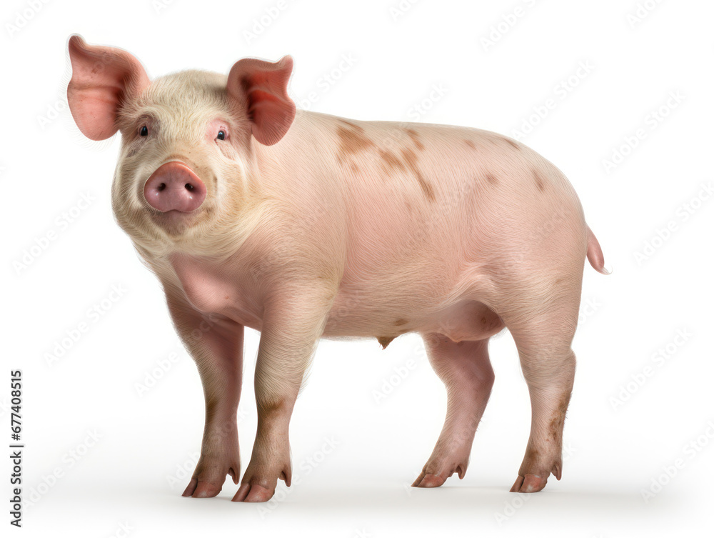 Pig Studio Shot Isolated on Clear White Background, Generative AI Pig Studio Shot Isolated on Clear White Background, Generative AI