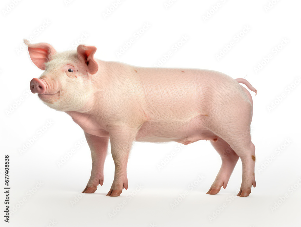 Pig Studio Shot Isolated on Clear White Background, Generative AI Pig Studio Shot Isolated on Clear White Background, Generative AI