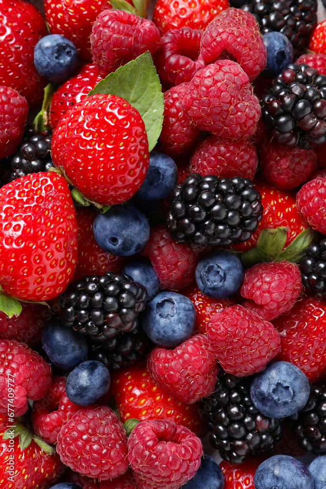 Different fresh ripe berries as background, top view Different fresh ripe berries as background, top view
