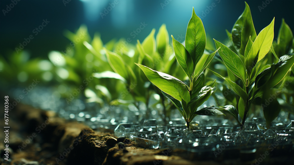green grass with water drops HD 8K wallpaper Stock Photographic Image 