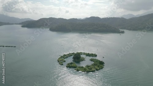 Sun Moon Lake Drone Aerial View Wen Wu Temple 4K photo