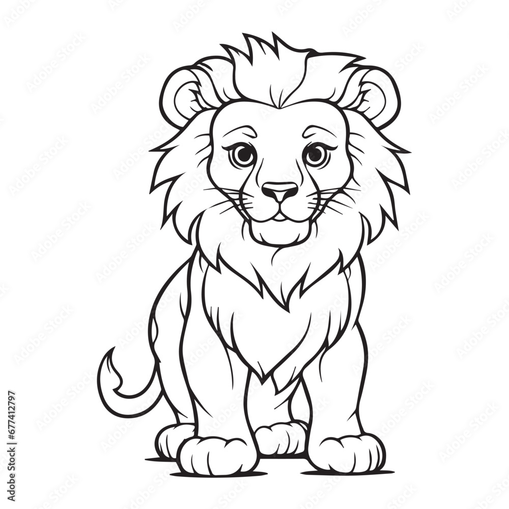 lion cartoon waving