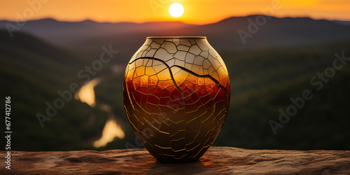 Sunset Glow, A Candle's Dance in the Twilight .Evening Elegance Candlelit Serenity in the Sunset . photo