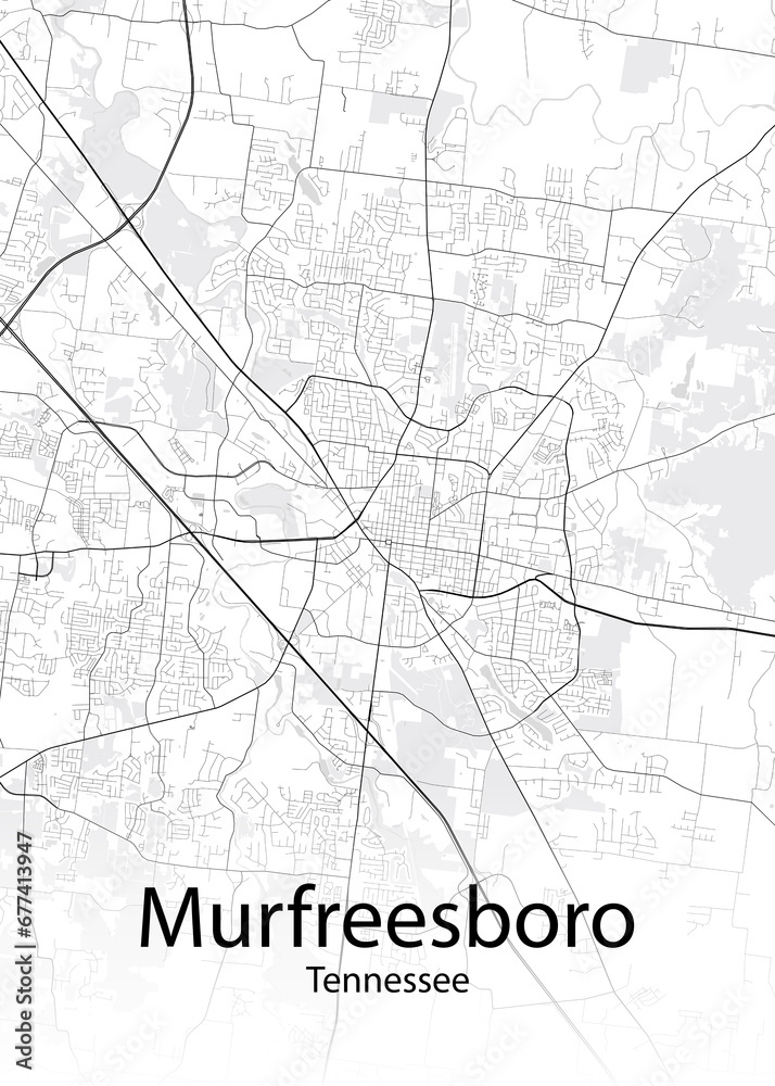 Murfreesboro Tennessee minimalist map