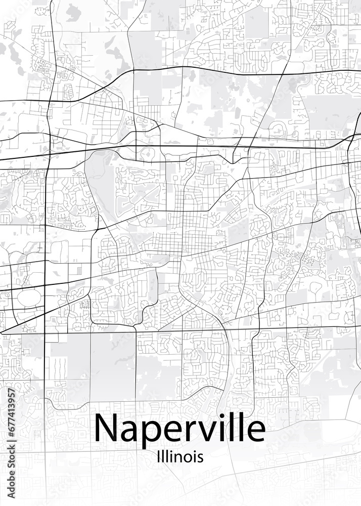 Naperville Illinois minimalist map