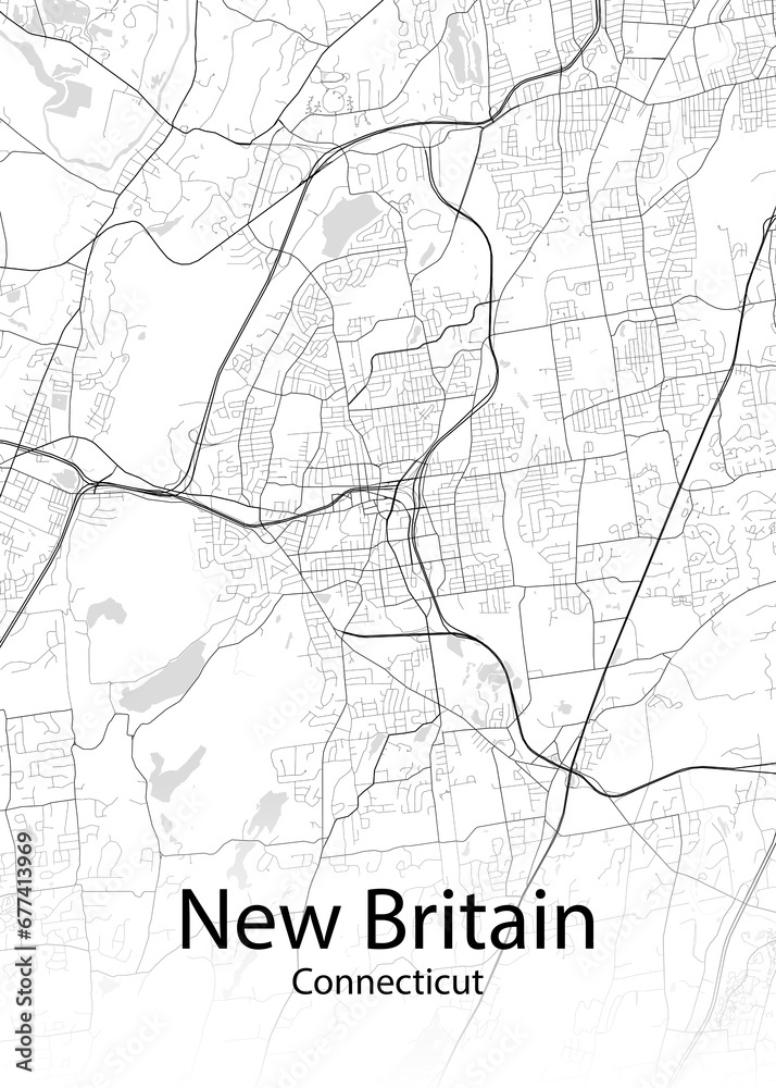 New Britain Connecticut minimalist map