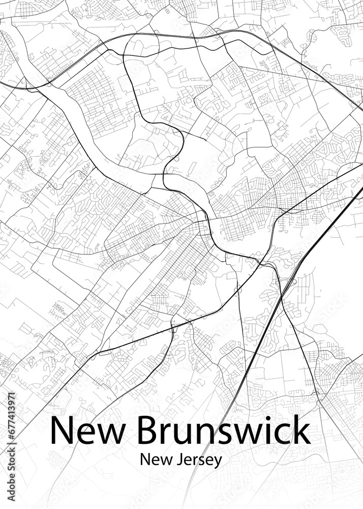New Brunswick New Jersey minimalist map