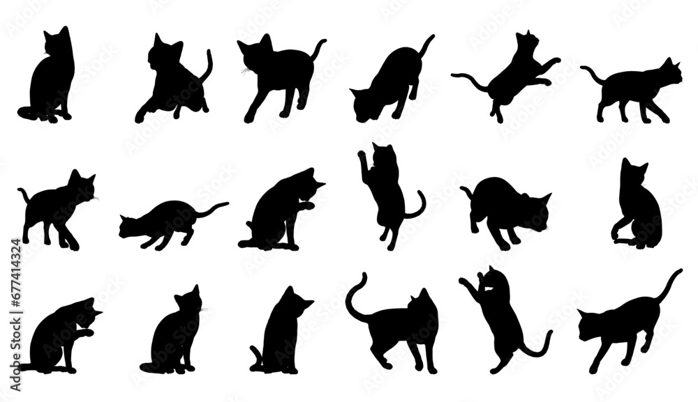 A collection of various cat icon shapes. Fillable and fully scalable.