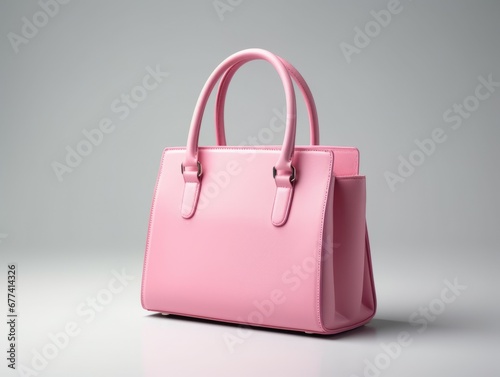 Photo product of beautiful and simple fashion pink handbag, studio photo