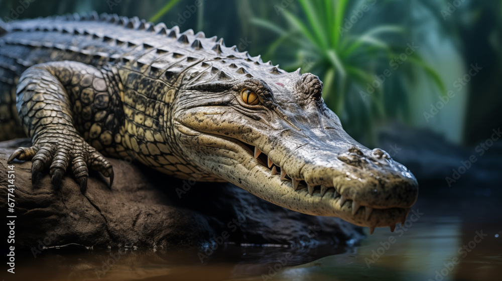 Crocodile On A Log In A River In Africa Crocodile On A Log In A River In Africa