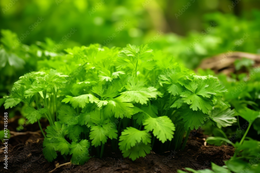 Parsley in an herb patch Parsley in an herb patch